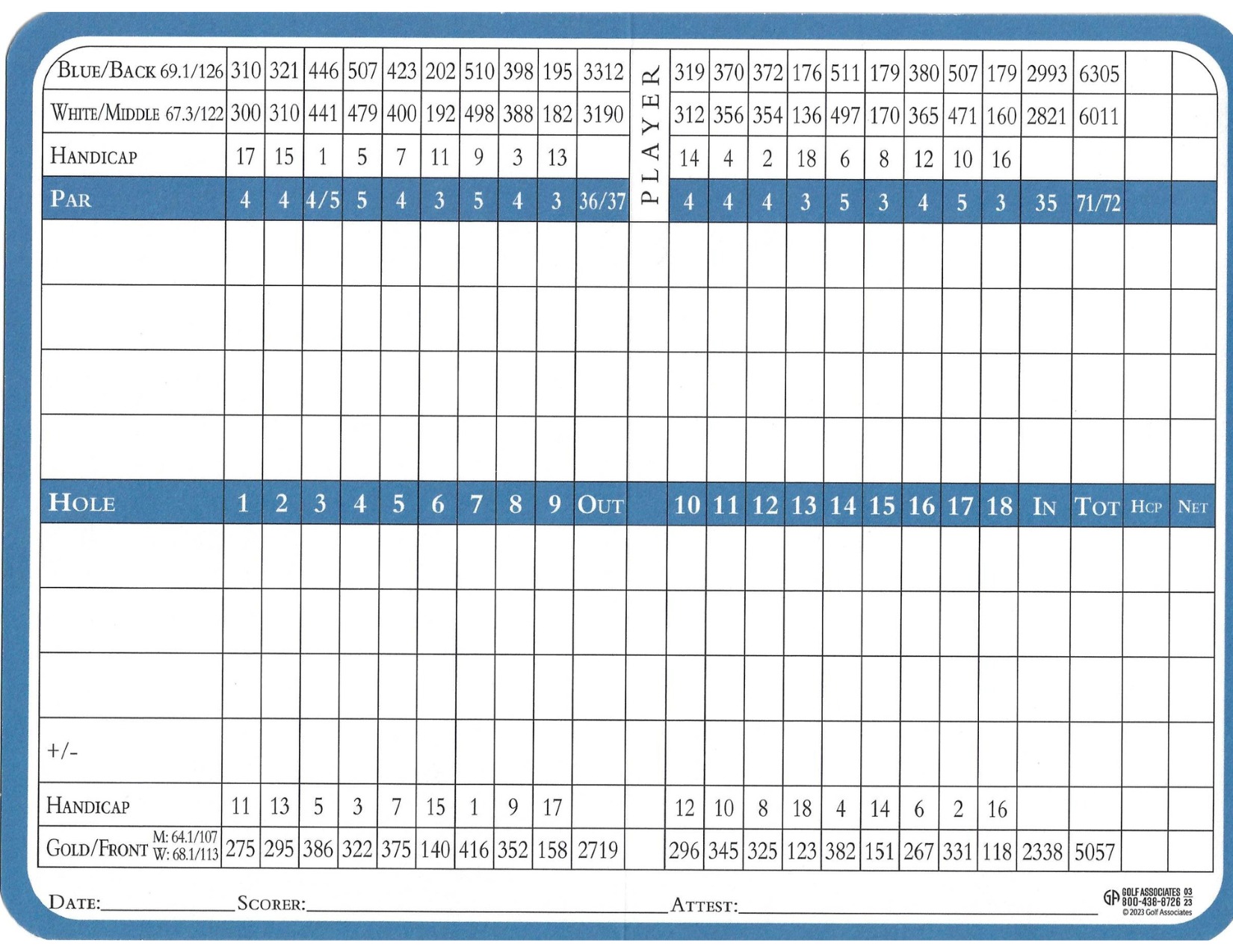 Scorecard + Ratings Fairview Golf Course